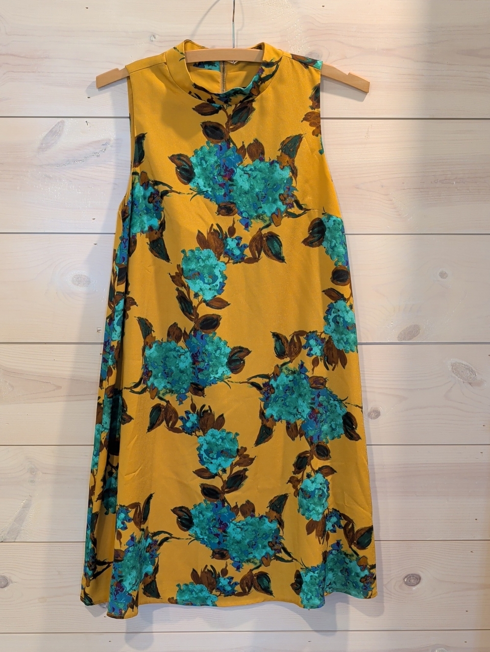 The Limited Mustard Floral Sleeveless Mini Dress